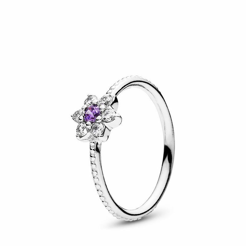 Pandora Forget Me Not Stackable Ring - Sterling Silver/Purple/Cubic Zirconia - Canada | HK8499NS